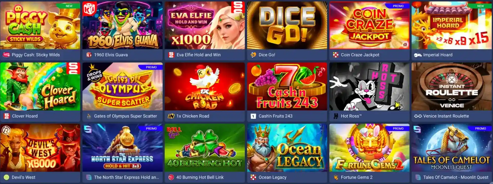 1xBet online casino game selection
