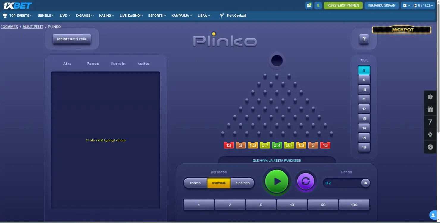 Plinko 1xbet pääsivu